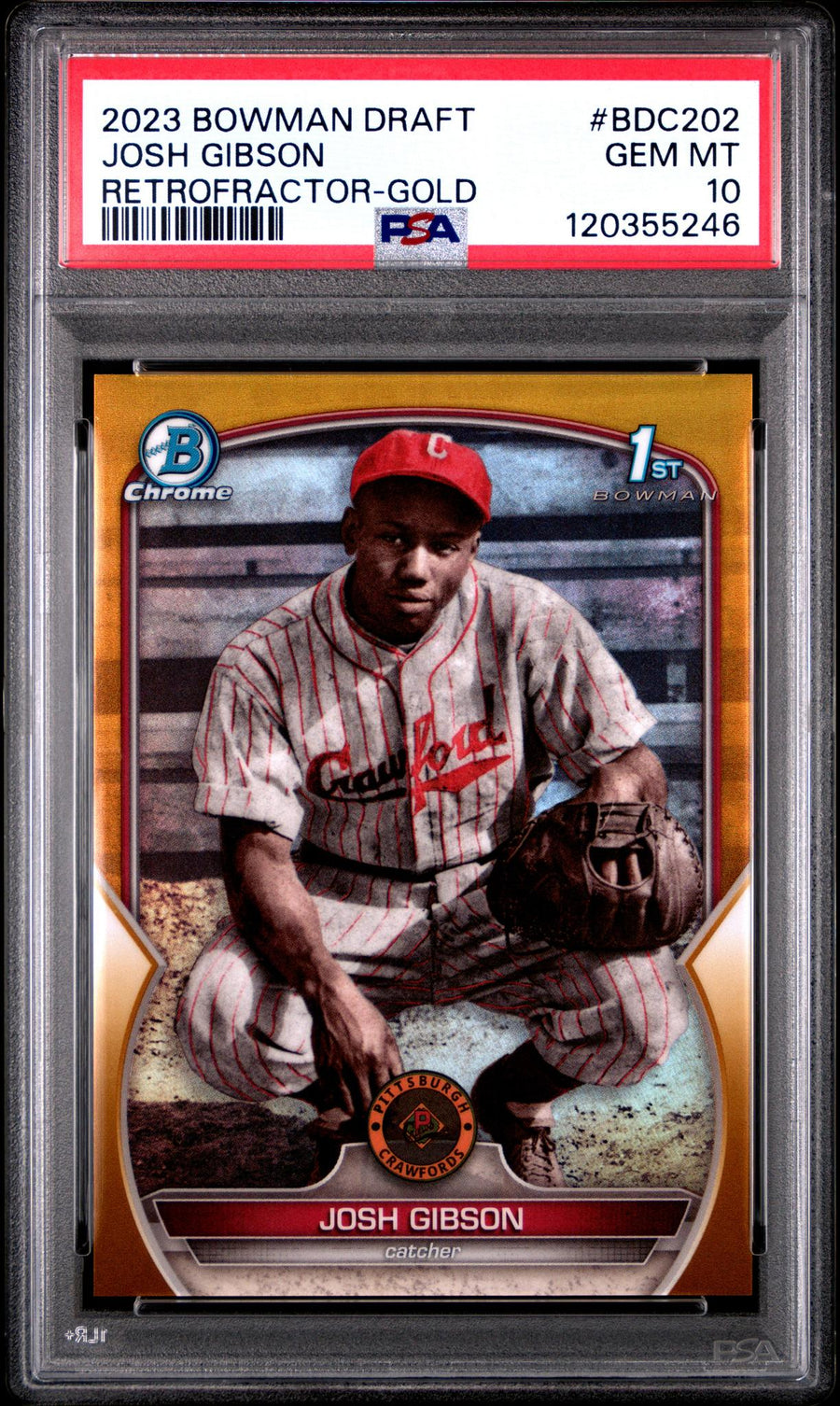 2023 Bowman Draft Chrome Retrofractor Gold Refractor Josh Gibson #BDC202 /50 PSA 10