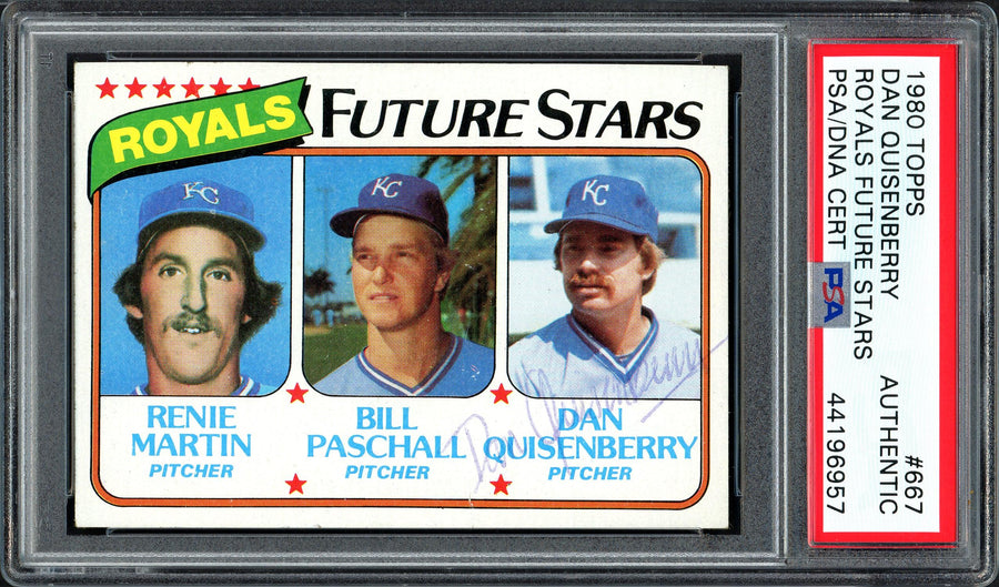 Dan Quisenberry Autographed 1980 Topps Rookie Card #667 Kansas City Royals PSA/DNA #44196957